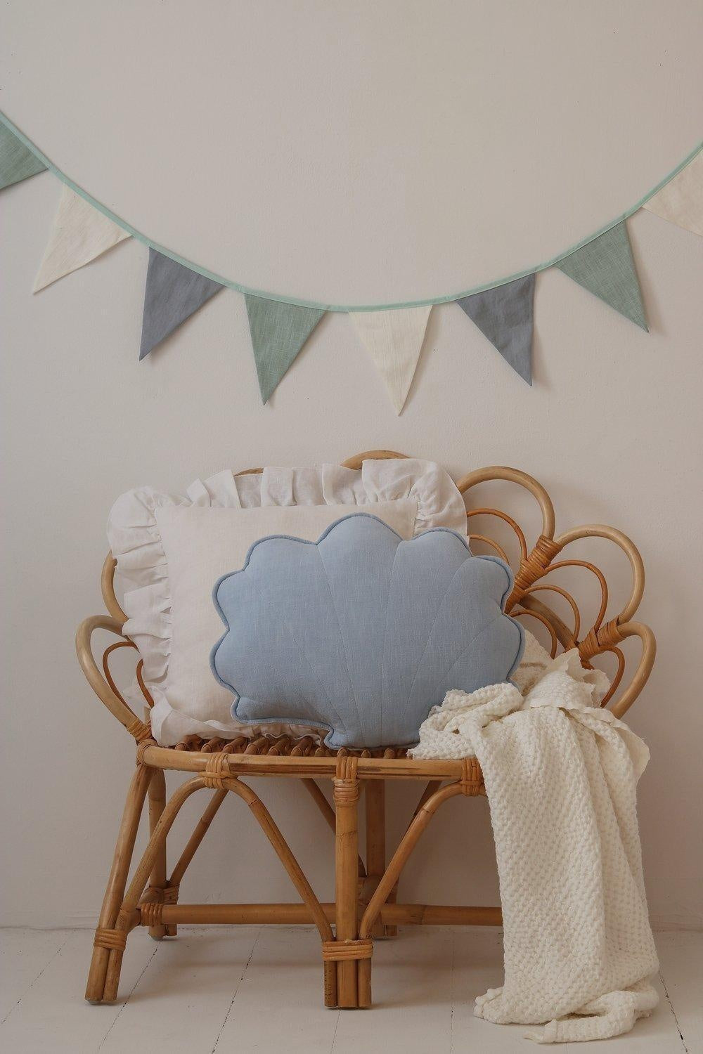 Linen shell pillow inBaby Blue- Soft children's furniture