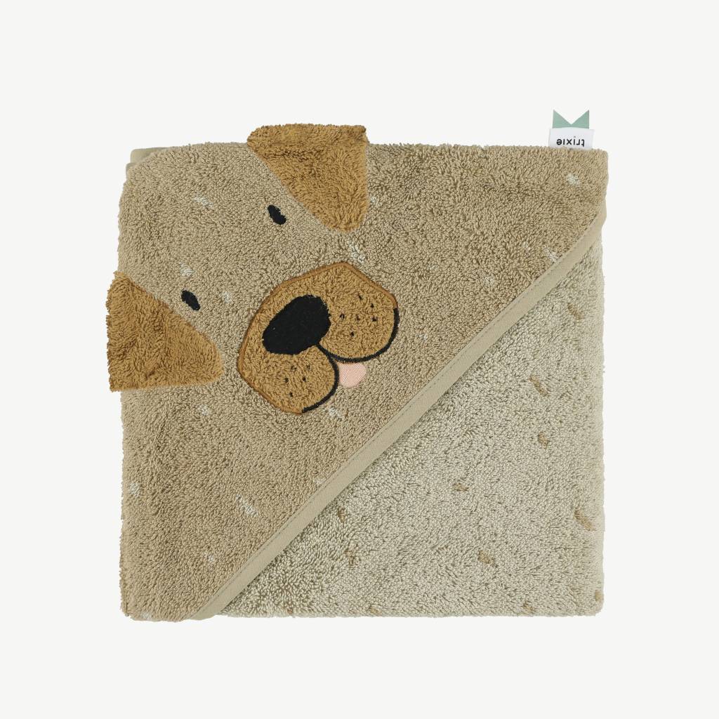 Buy animal design bath towel with hood made of organic cotton - Mr. Dog in  brown online | Petit Seal
