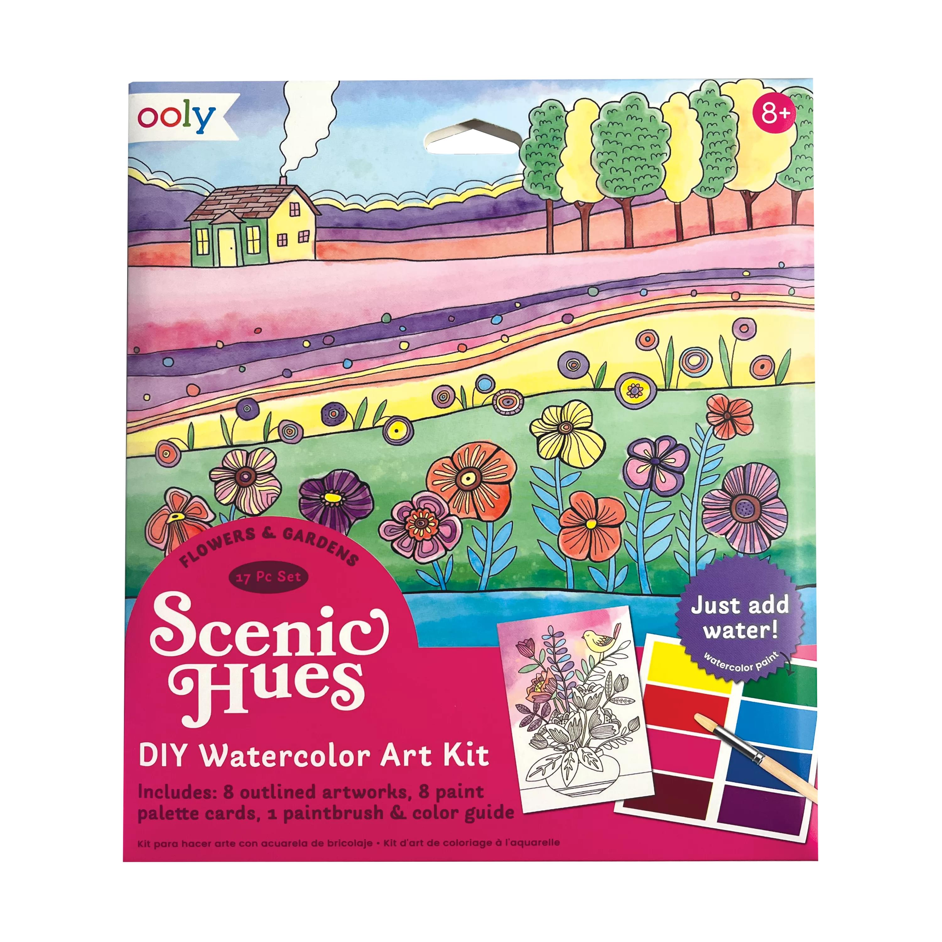 Ooly Scenic Hues D.I.Y. Aquarell-Kunst-Kit - Blumen & Gärten (17 PC Set)