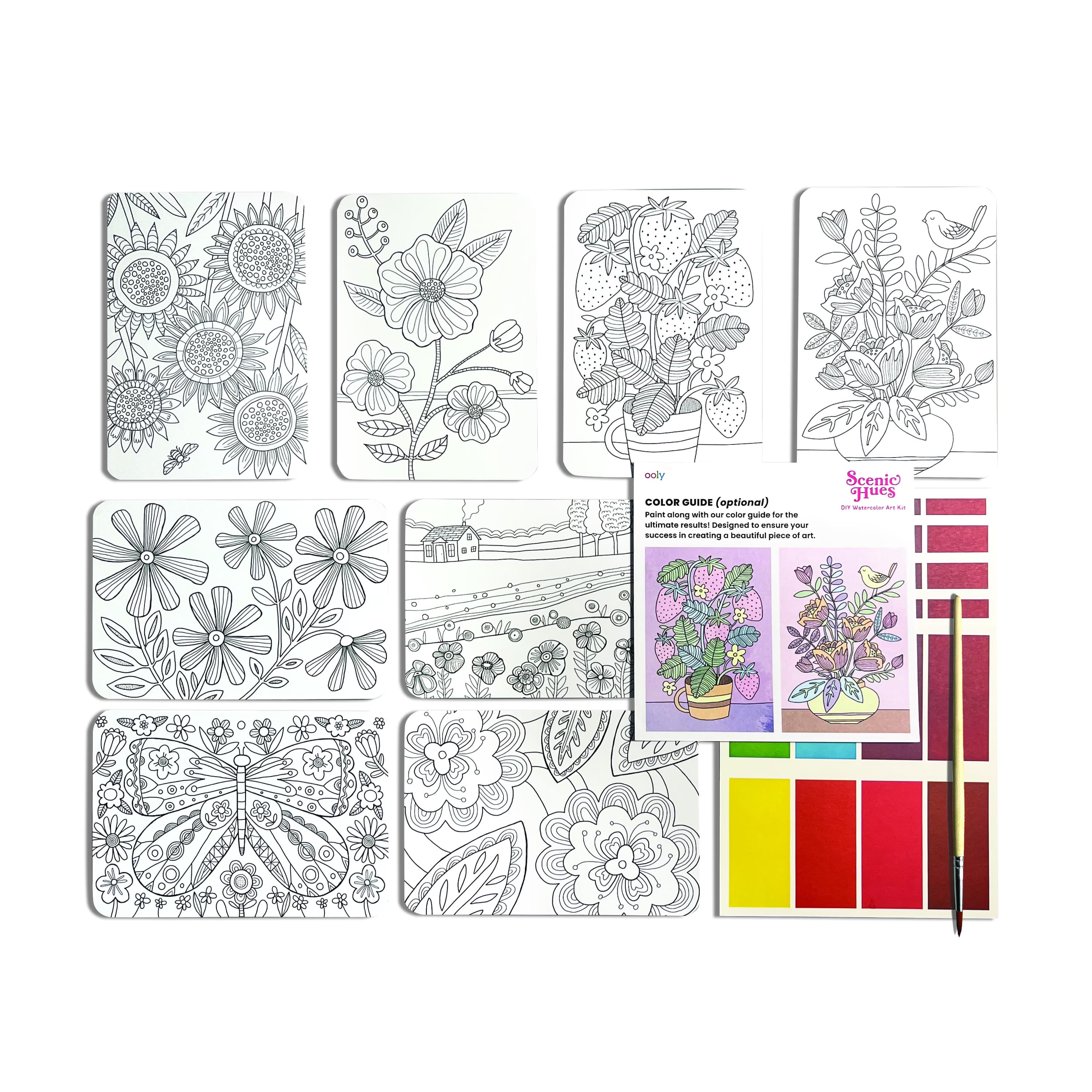 Ooly Scenic Hues D.I.Y. Aquarell-Kunst-Kit - Blumen & Gärten (17 PC Set)
