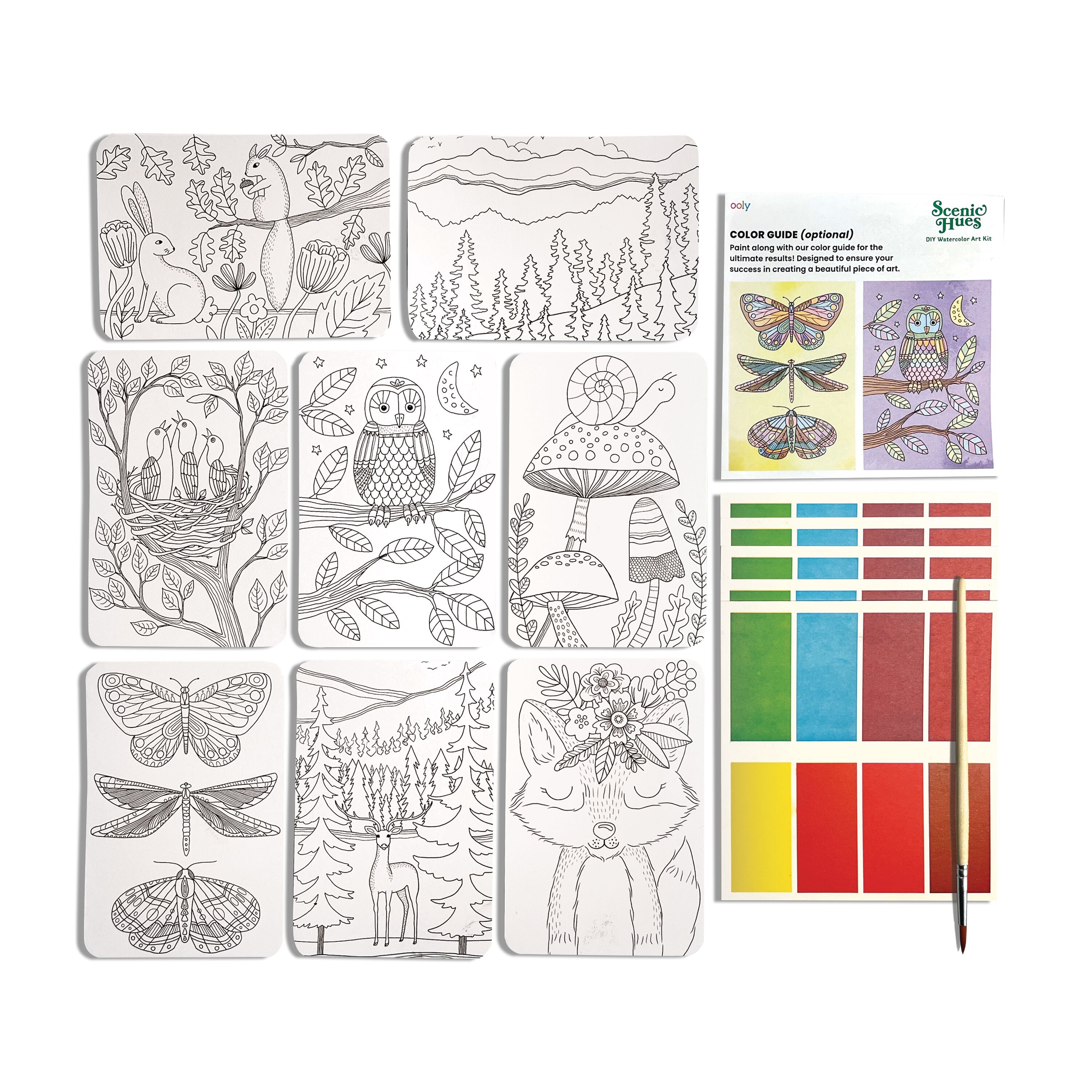 Ooly Ooly Scenic Hues D.I.Y. Aquarell-Kunst-Kit - Wald-Abenteuer (17 PC Set)