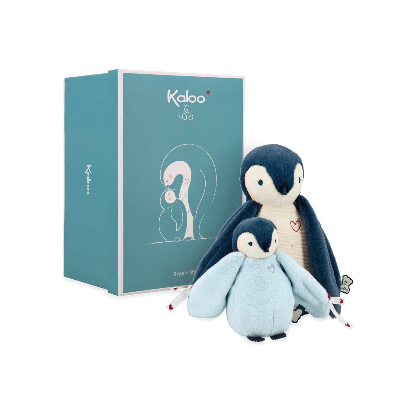 Kaloo Pinguin Blauw met recorder en witte ruis