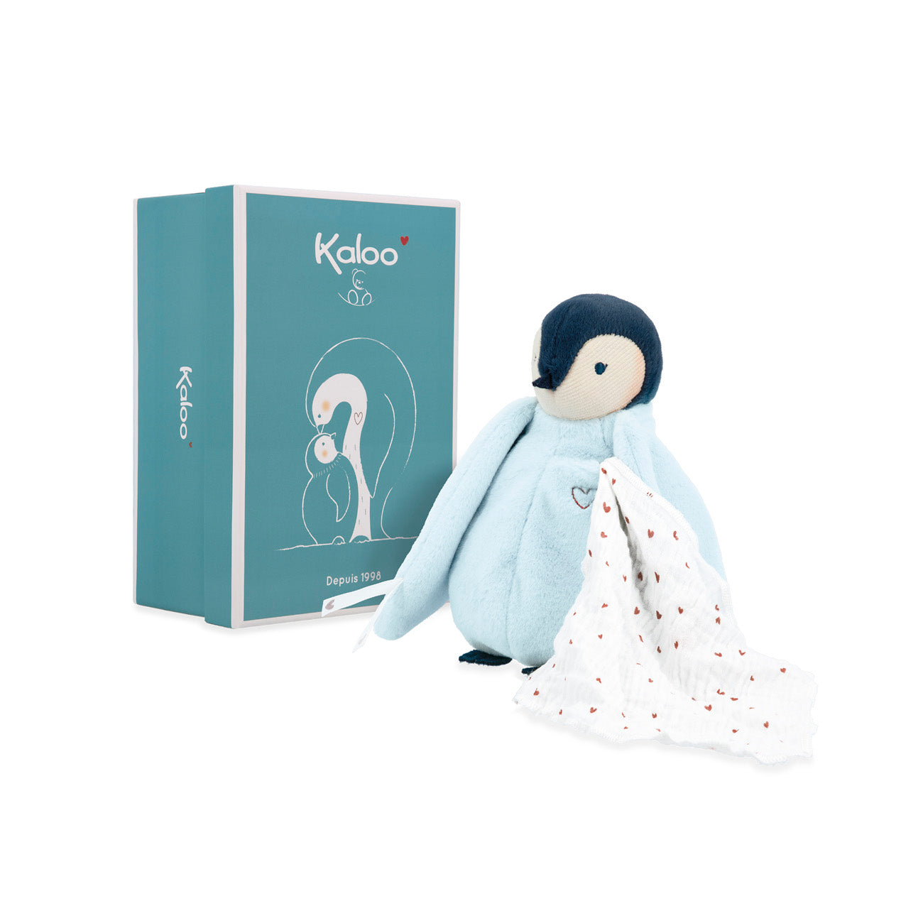 Kaloo Pinguin Blauw met kusjesdoek