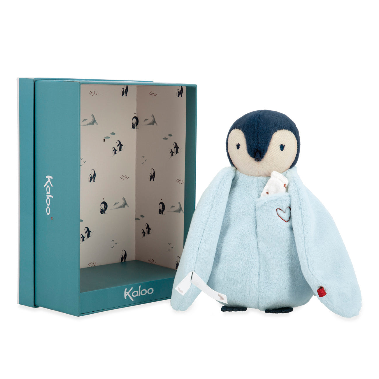 Kaloo Pinguin Blauw met kusjesdoek