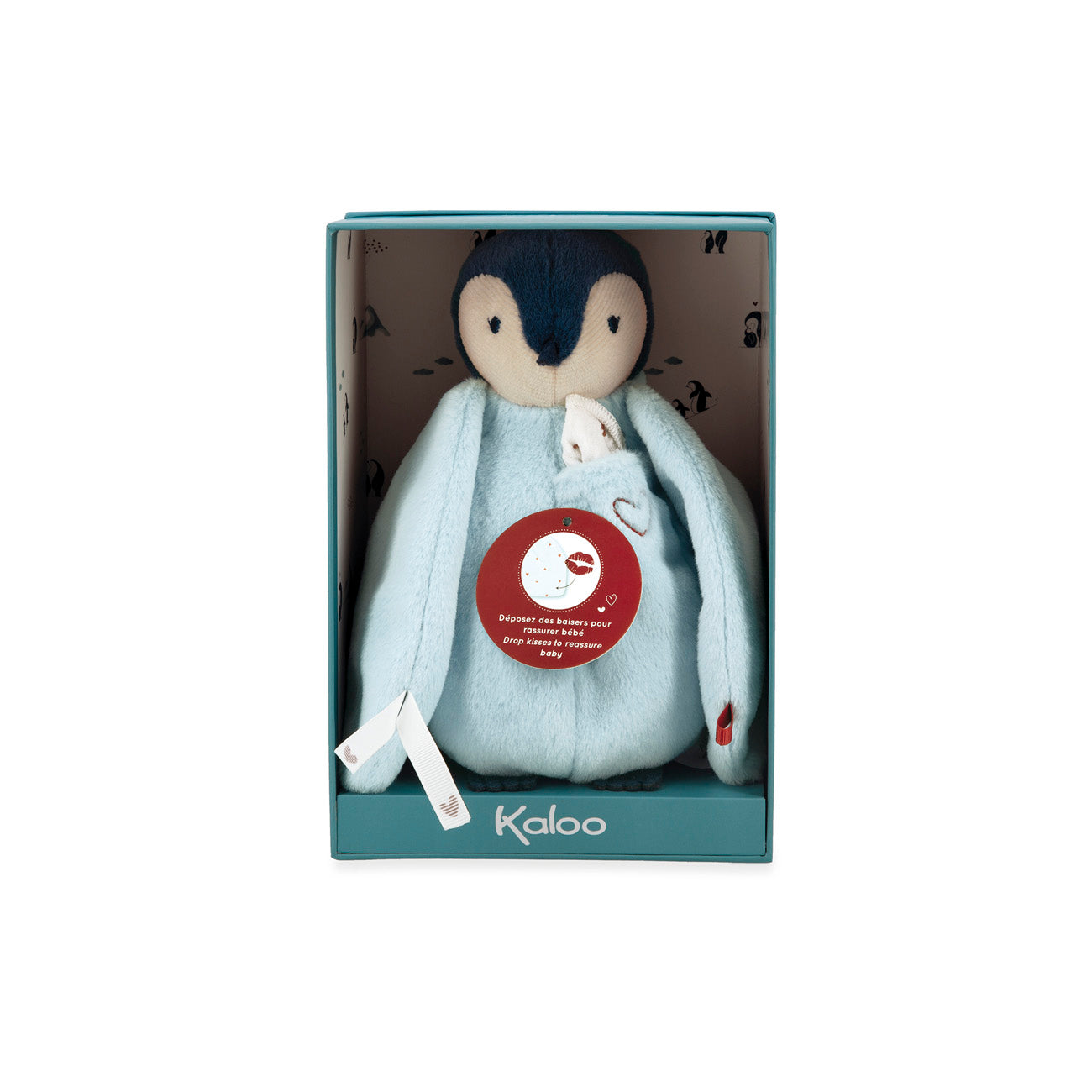 Kaloo Pinguin Blauw met kusjesdoek