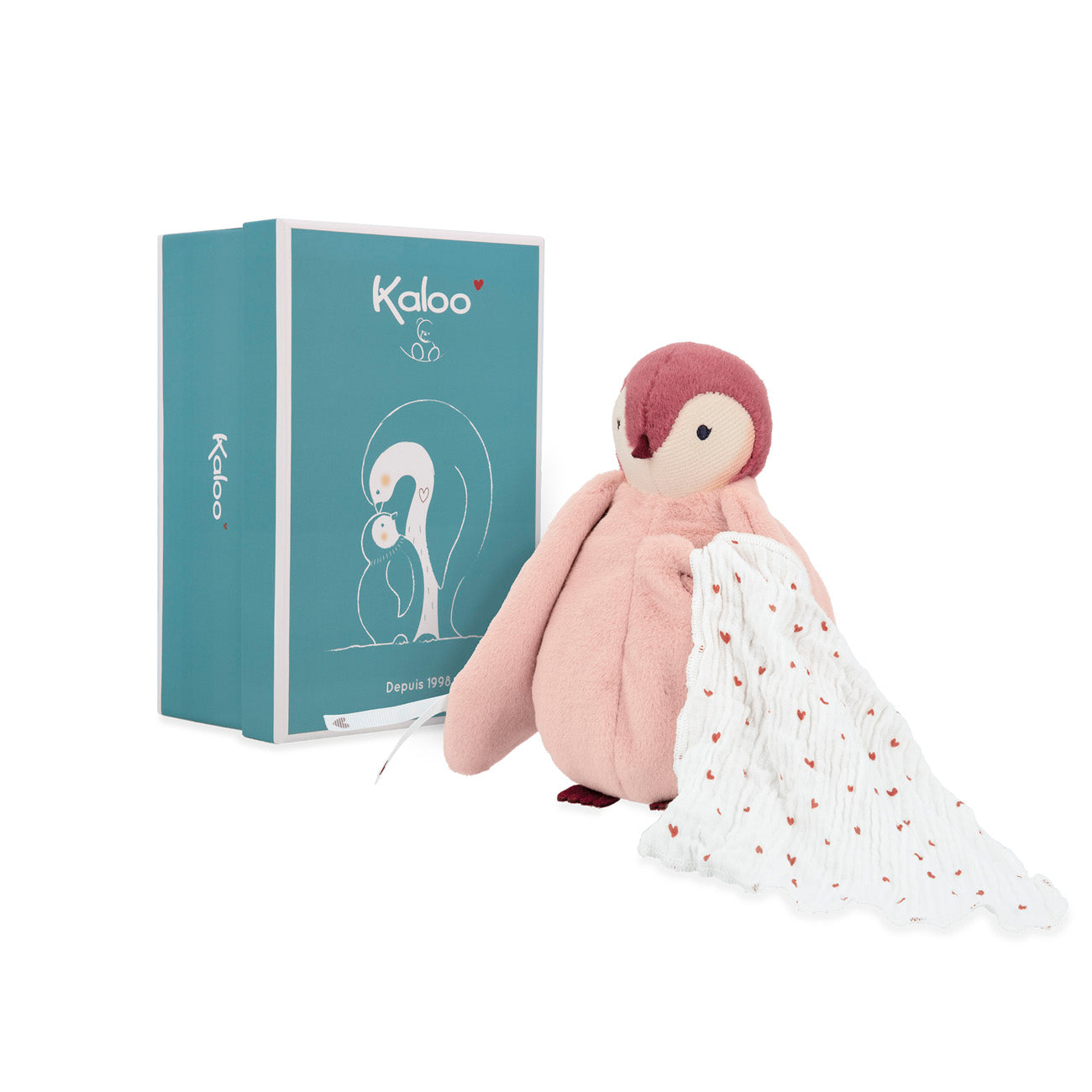 Kaloo Pinguin Roze met kusjesdoek