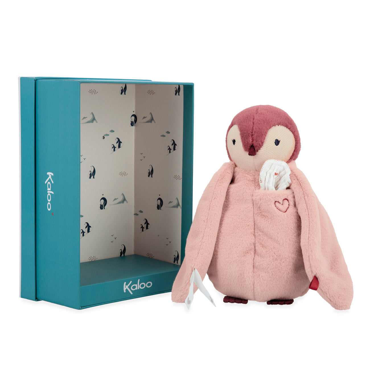 Kaloo Pinguin Roze met kusjesdoek