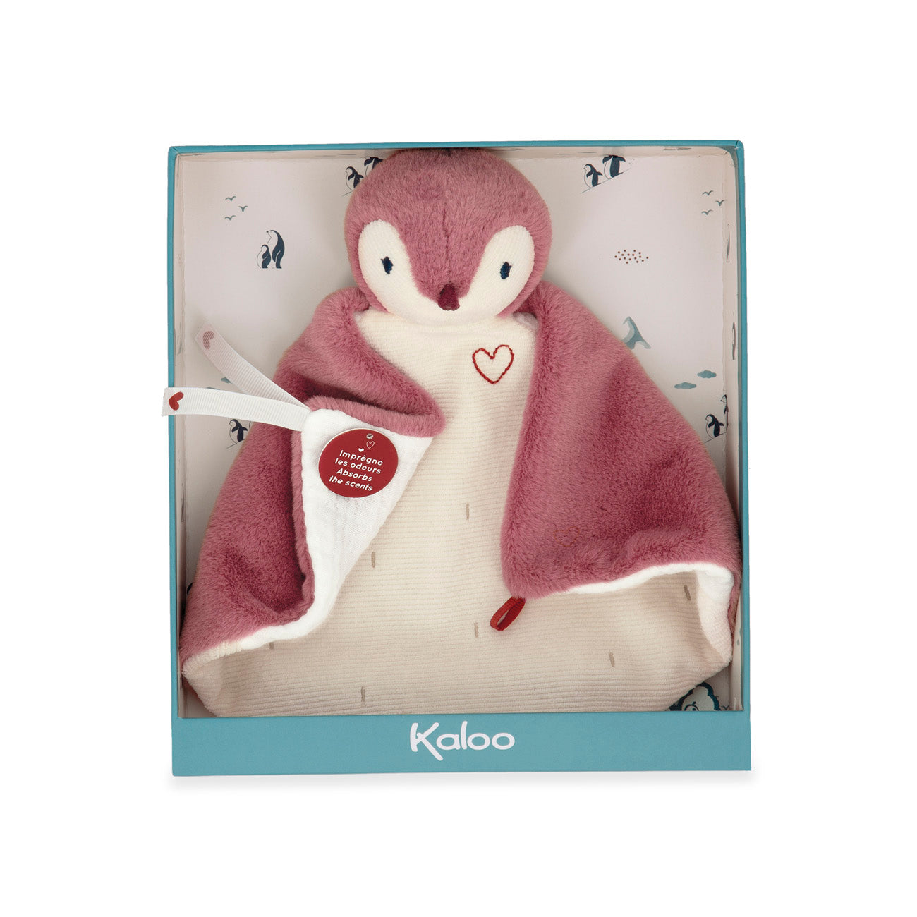 Kaloo Pinguin Roze knuffeldoek