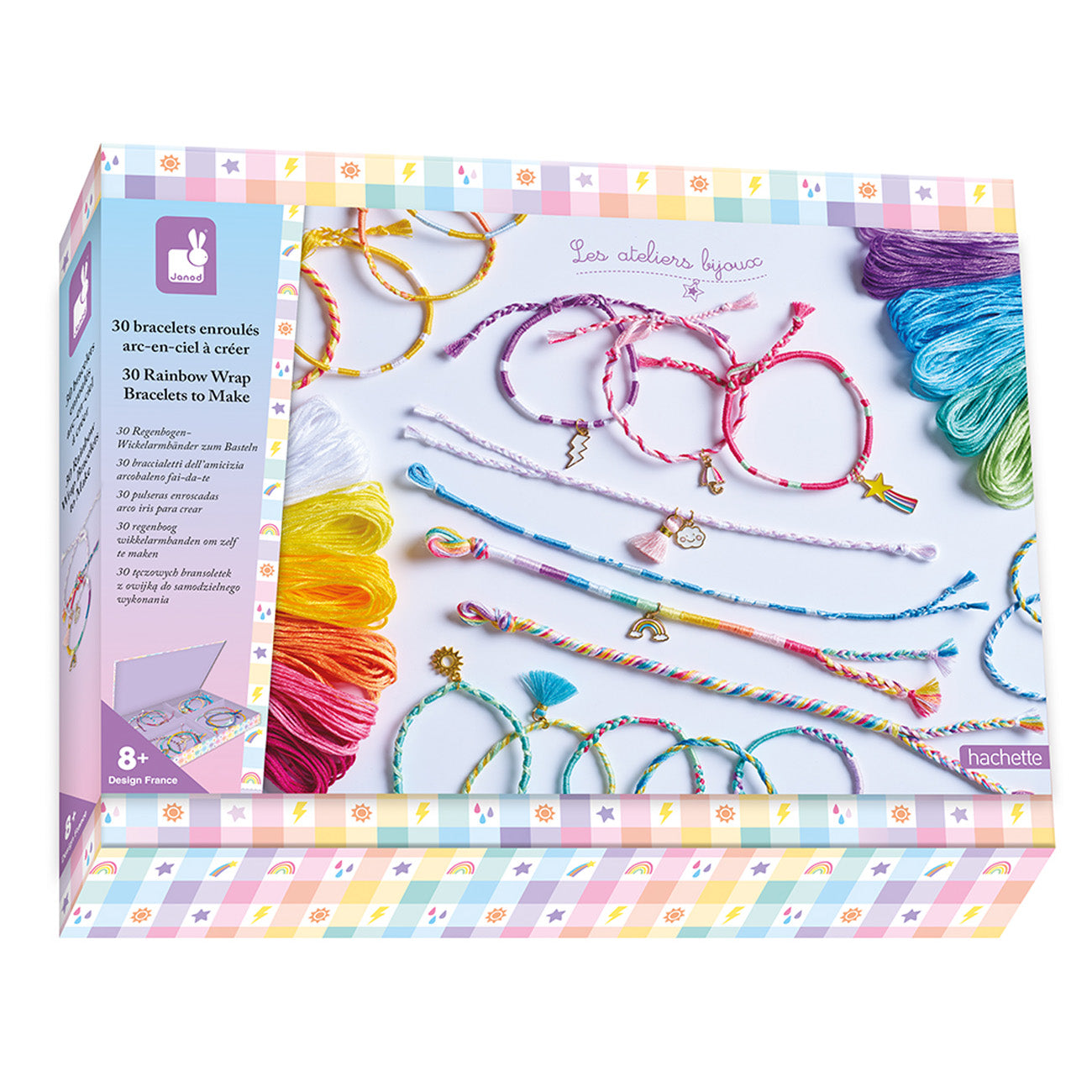 Janod Janod Les Ateliers Bijoux - 30 Regenbogen-Wickelarmbänder zum Selbermachen