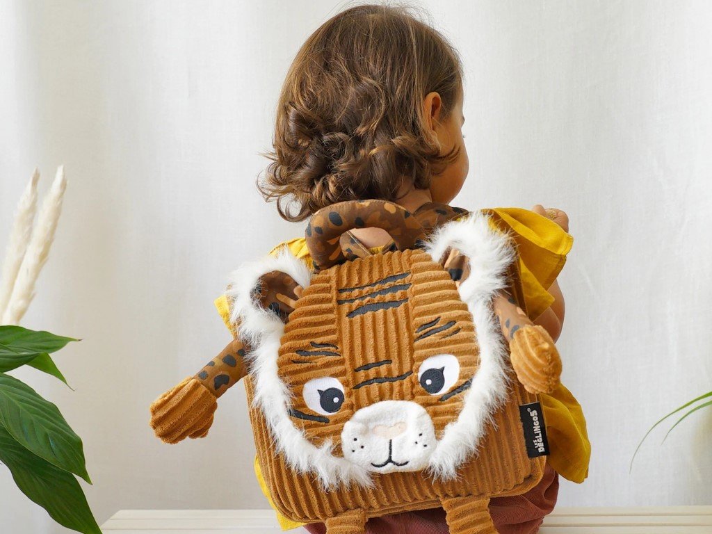 ELIS DESIGN Les Déglingos Kinderrucksack aus weichem Kord - Assortierte Tierdesigns