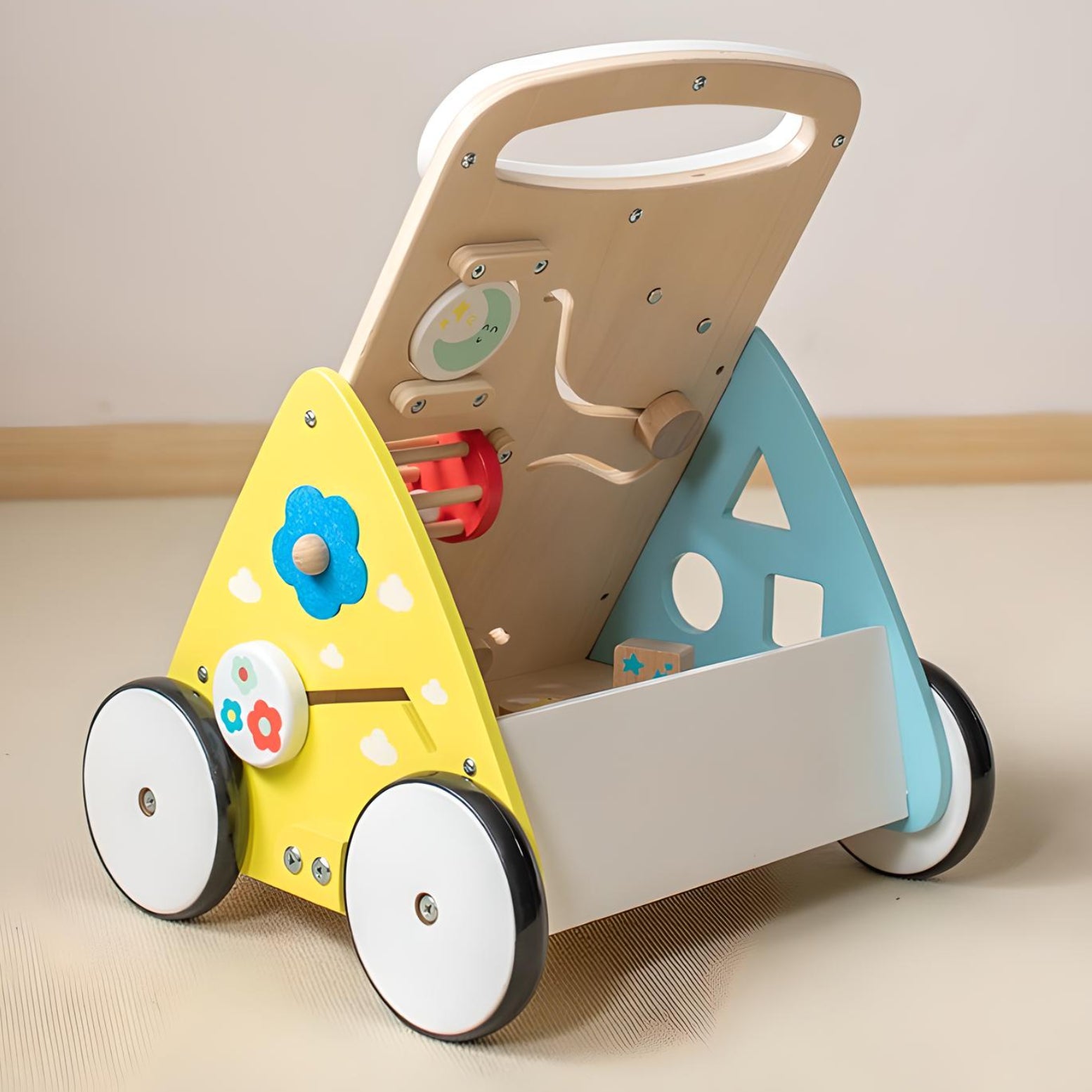 Petit Seal Wooden Toddler Car with Educational Toy Board