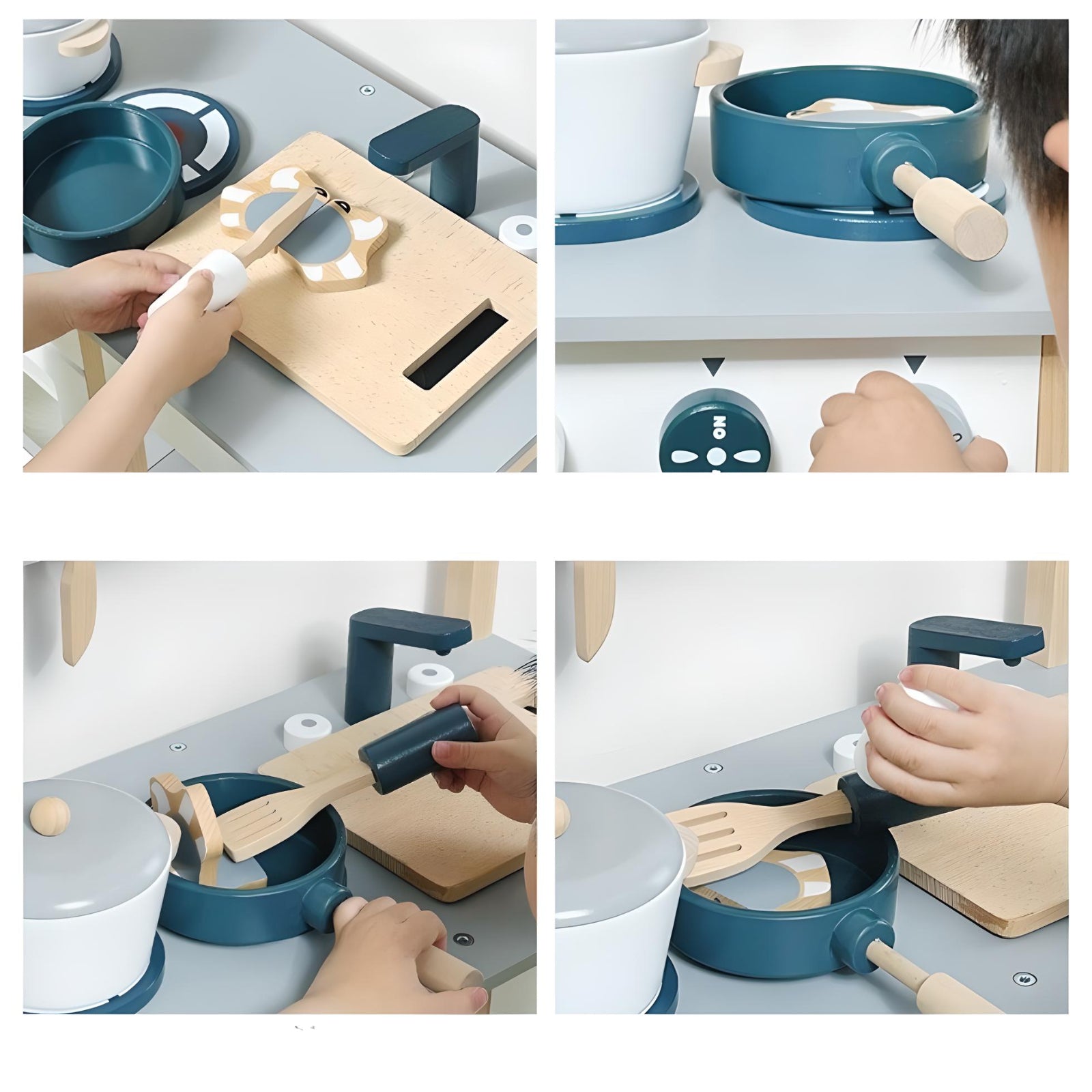 Petit Seal Kinder Holzspielküche mit Zubehör - Einladendes Design für fantasievolles Spielen!