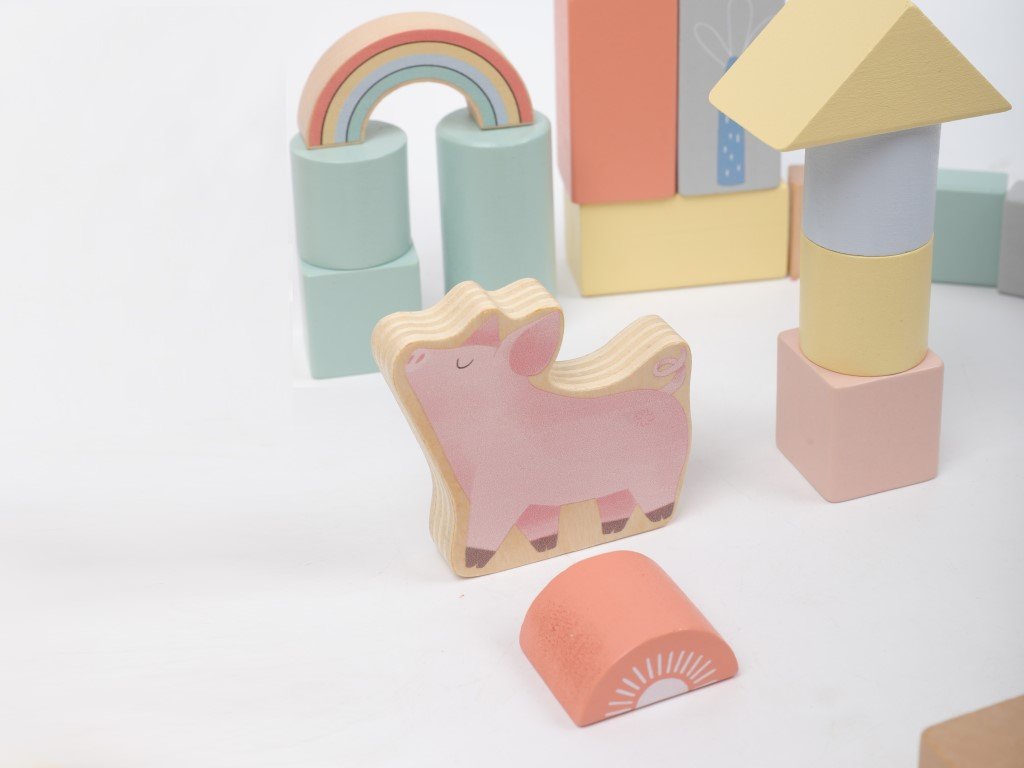 ELIS DESIGN EliNeli Holz-Bauklötze für Kinder - Farm