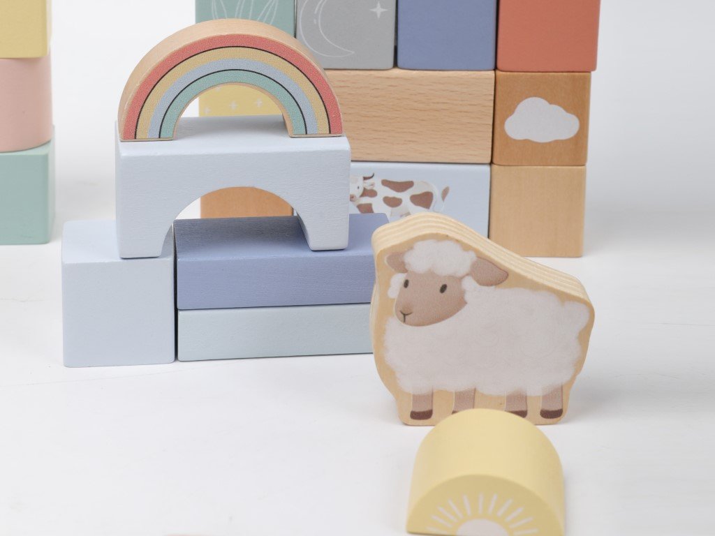 ELIS DESIGN EliNeli Holz-Bauklötze für Kinder - Farm