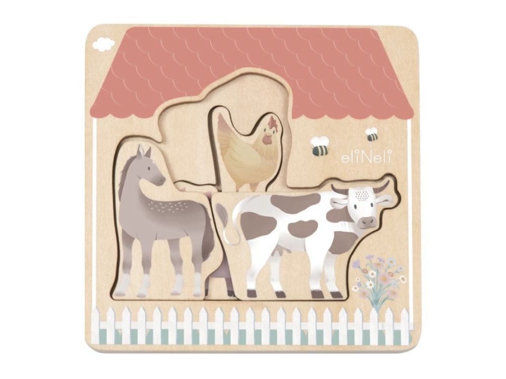 ELIS DESIGN EliNeli Holzpuzzle für Kinder - Farm with Animals