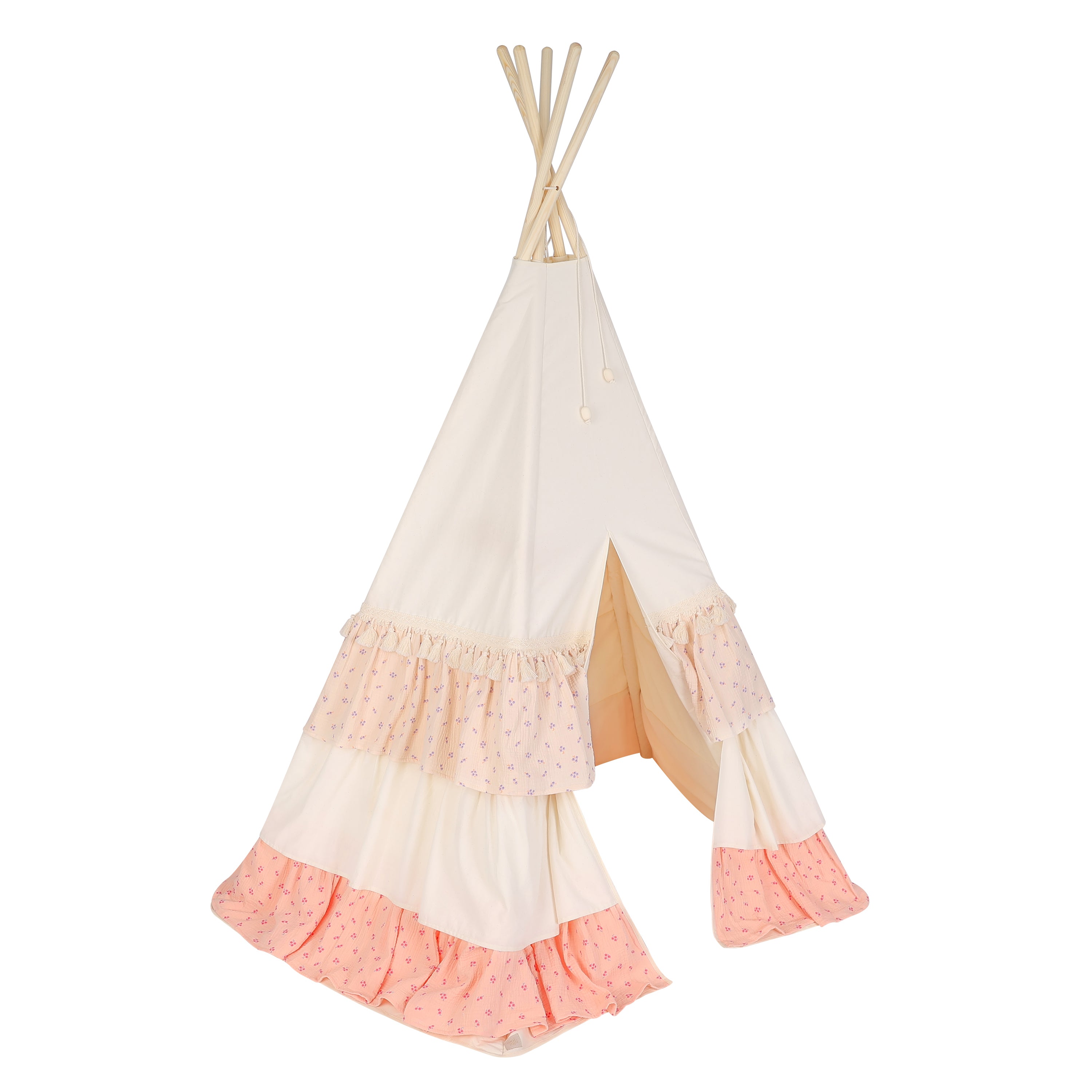 moimili Set Tipi-Zelt für Kinder mit einer Blume „Hellrosa“ Bloom-Matte „Vergissmeinnicht“