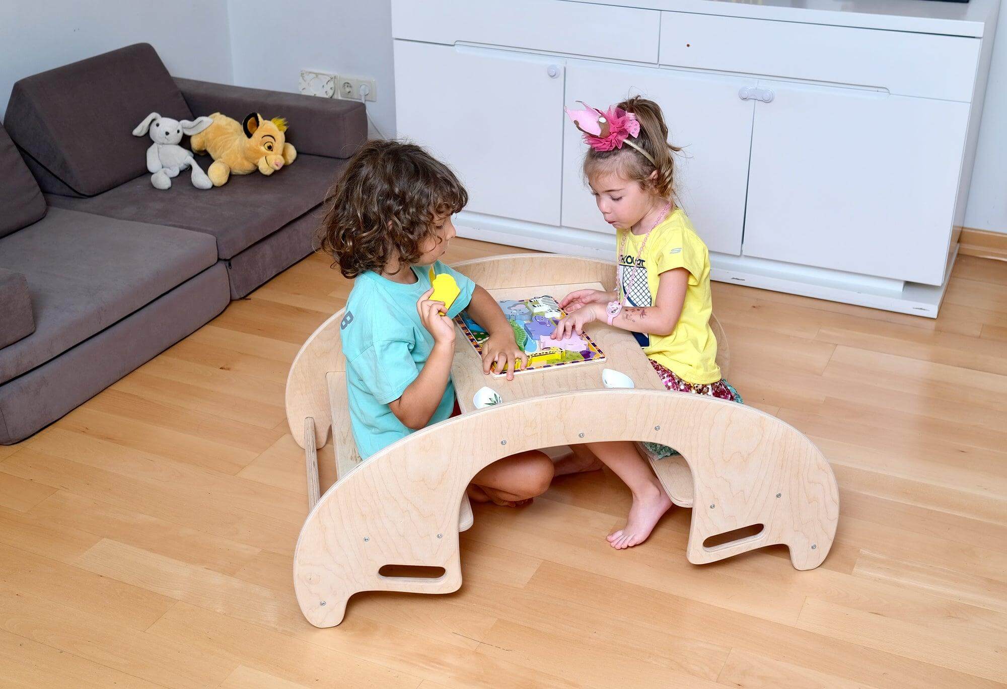 kidodido kidodido Hölzerne Wippe & Tisch-Stuhl-Set für Kinder