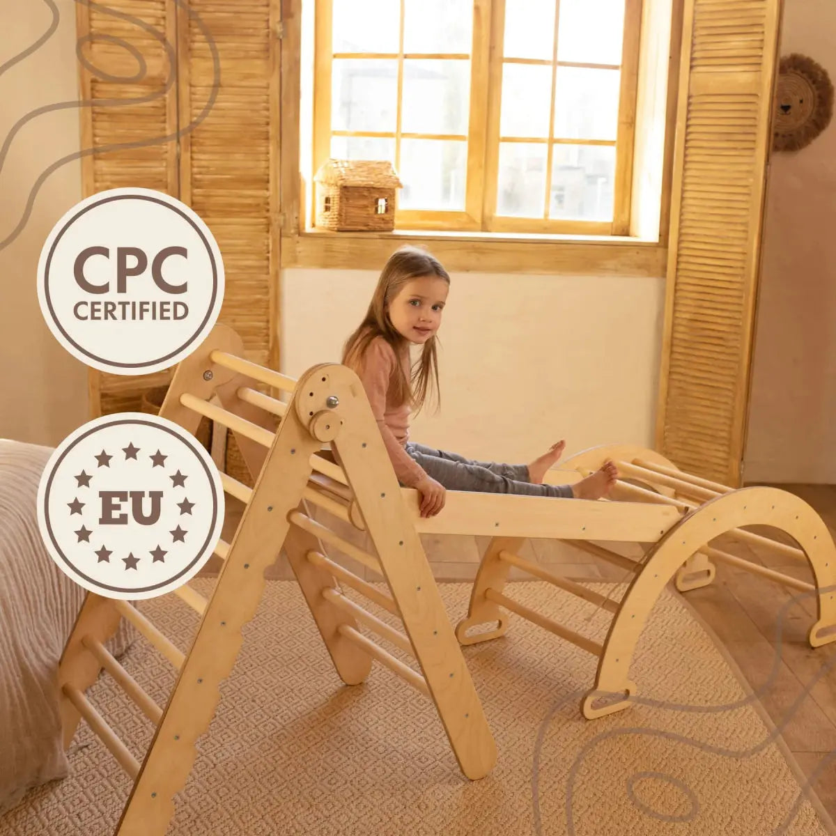goodevas Spassiges 3in1 Montessori Klettergerüst Indoor Set: Rutsche, Kletterbogen & Dreieck!🪁🎈
