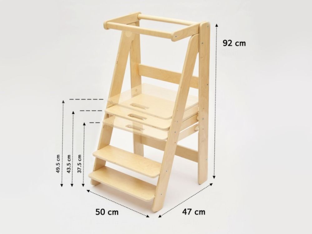 ELIS DESIGN Wachsender Lernturm Mond - 92 cm | Klappbar | der Multifunktionaler Montessori Turm