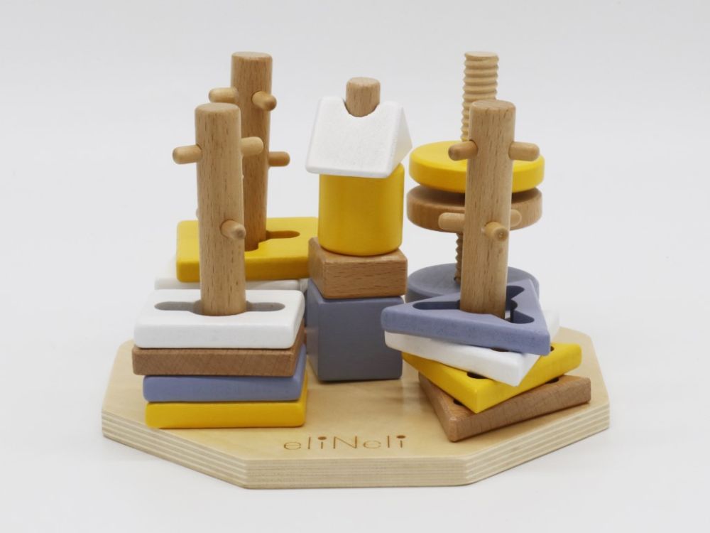 Elis Design Steckspiel aus Holz - Formen | der Montessori Formsortierer für Kinder
