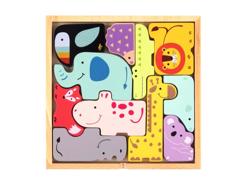 ELIS DESIGN Holzpuzzle mit Tieren | das Montessori Steckspiel