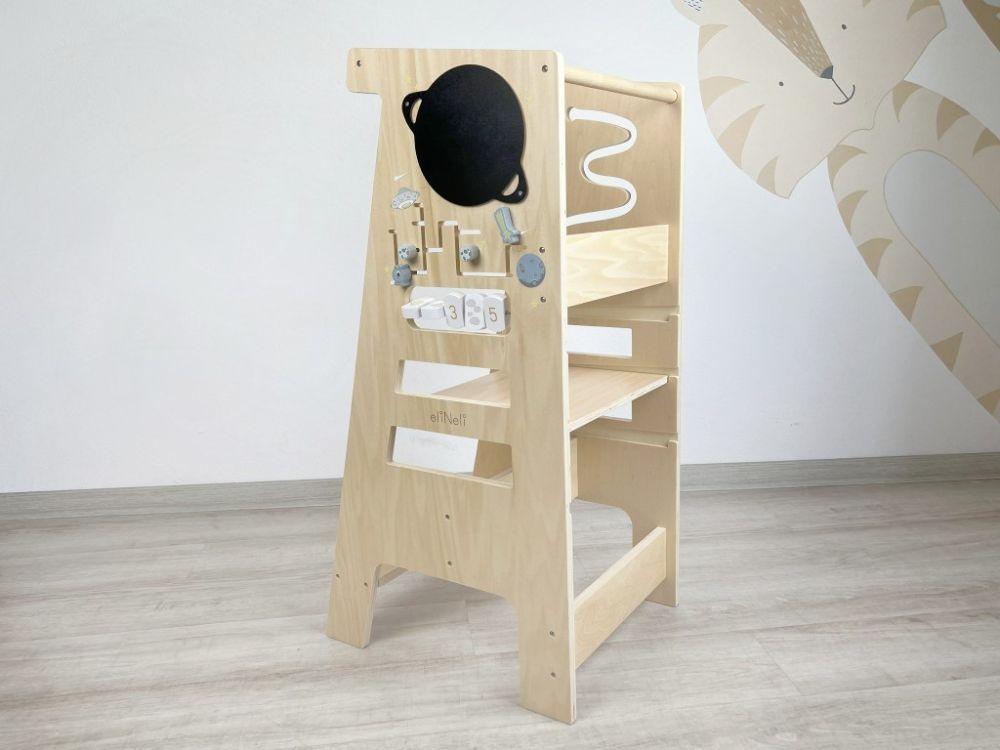 ELIS DESIGN Wachsender Lernturm 5in1 Play - Weltall 90 cm | der Multifunktionaler Montessori Turm