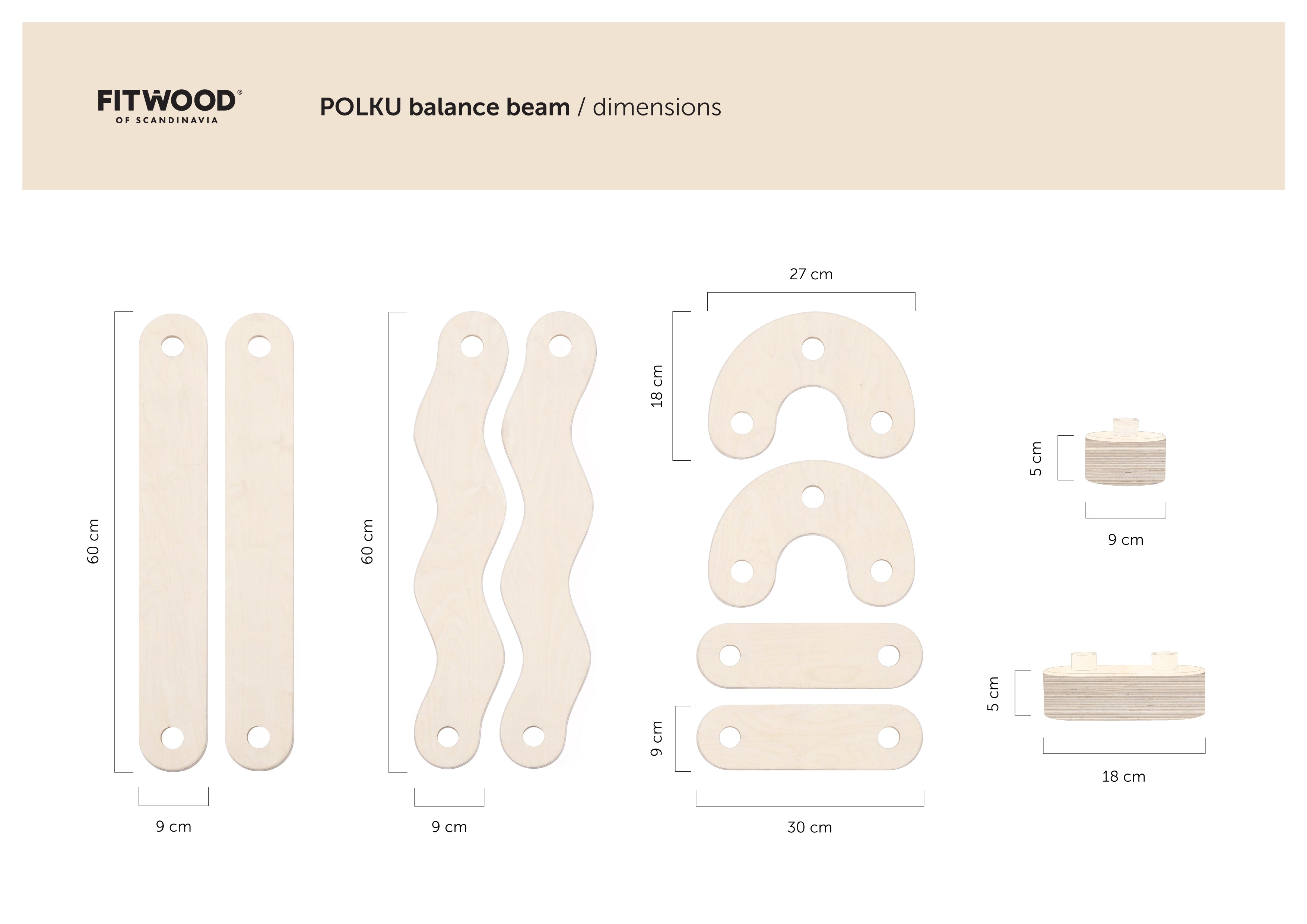 FitWood FitWood POLKU Balance Beam - L