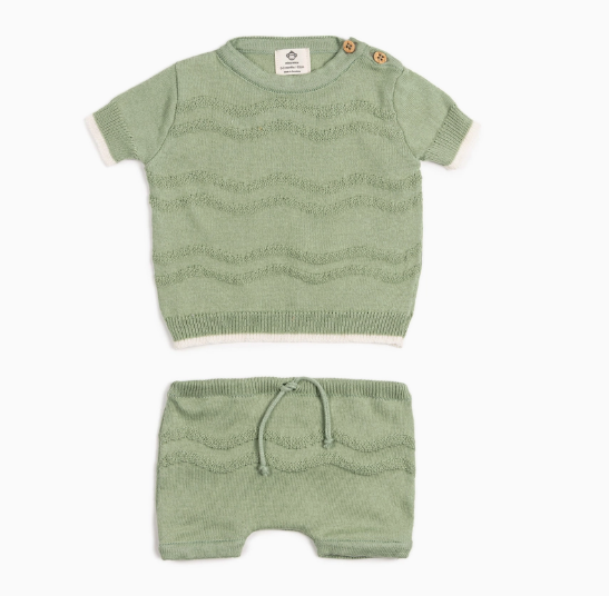 Micu Micu T-Shirt und Shorts Waves Mint