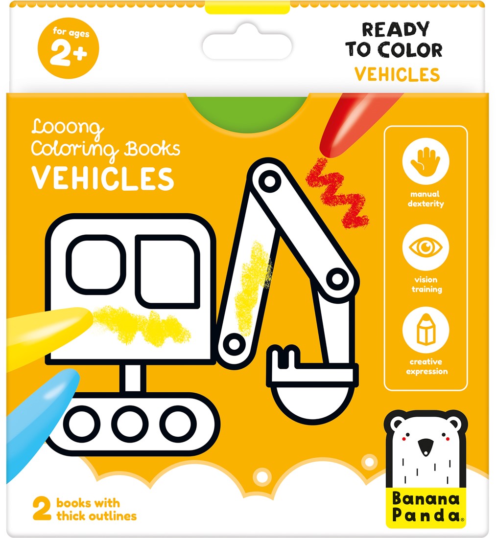 Banana Panda Banana Panda Looong Coloring Books READY TO COLOR - Vehicles