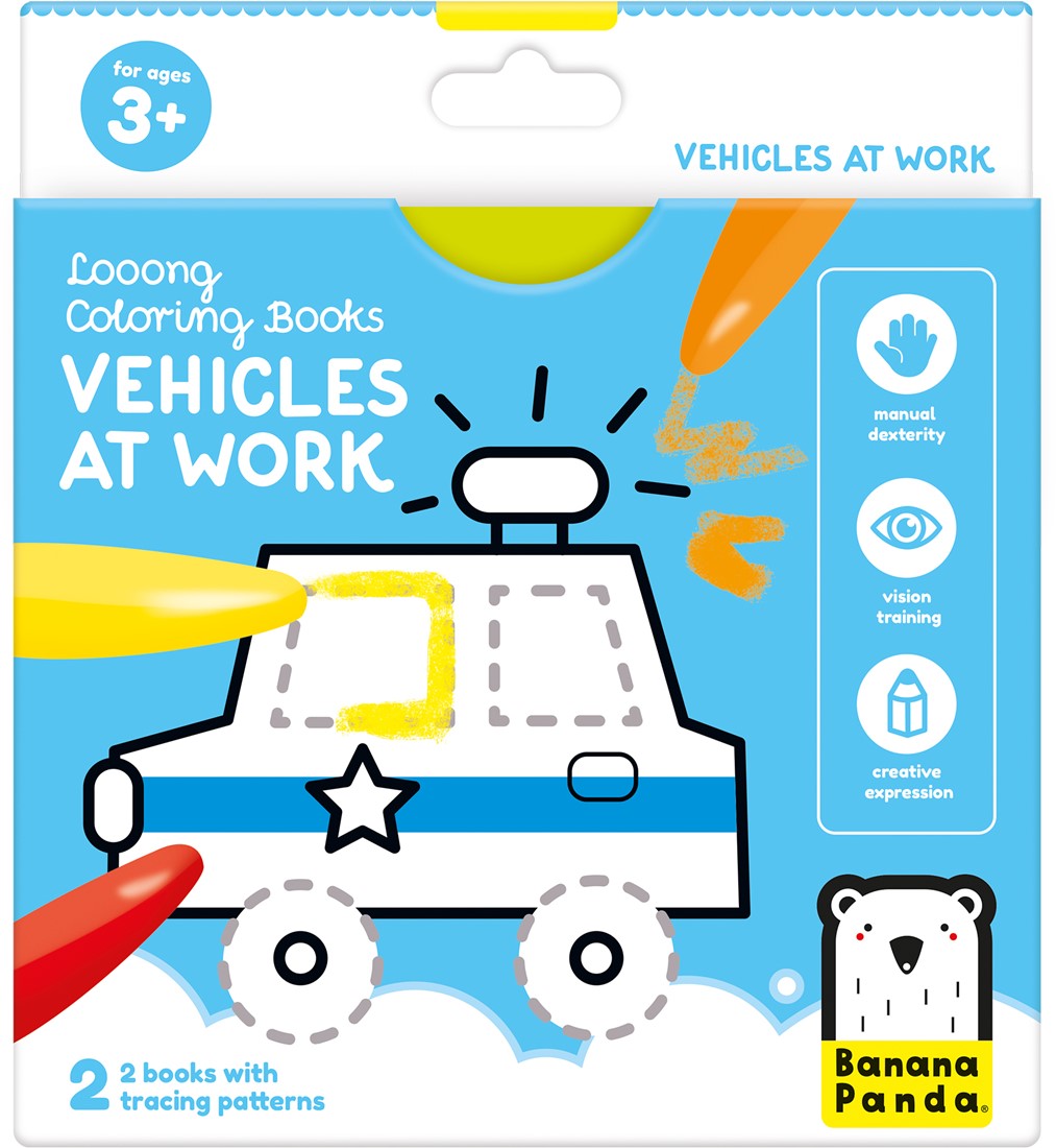 Banana Panda Banana Panda Looong Coloring Books - VEHICLES AT WORK