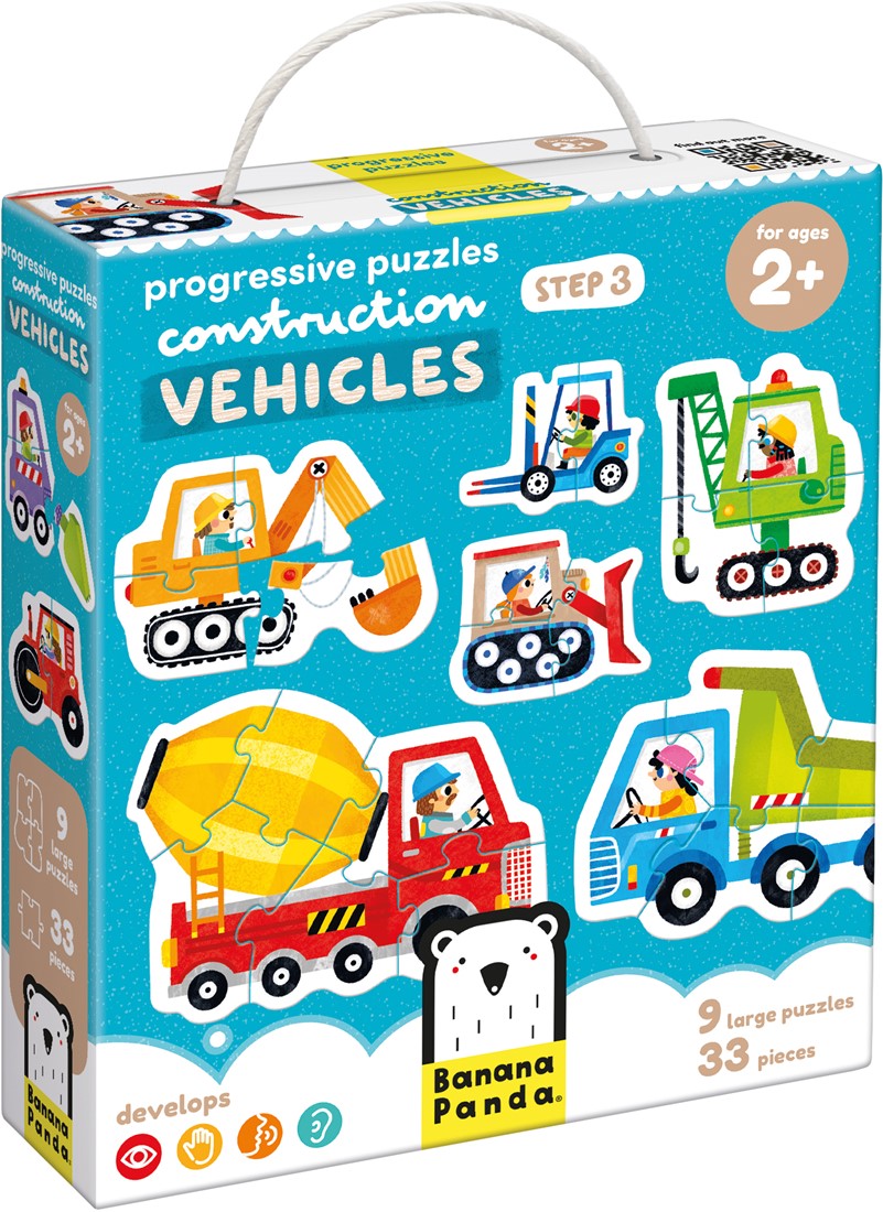 Banana Panda Banana Panda Progressive Puzzles - CONSTRUCTION VEHICLES