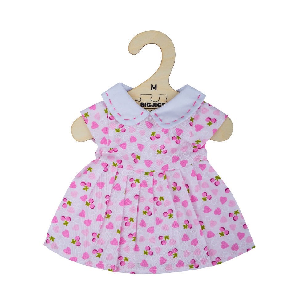 Bigjigs Toys Bigjigs Toys Puppenkleidung - Rosa Kleid mit Rosa Herzen