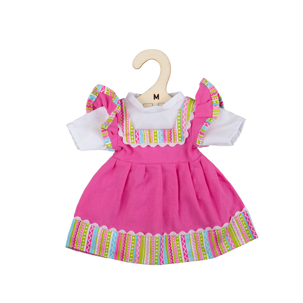 Bigjigs Toys Bigjigs Toys Puppenkleidung - Rosa Kleid mit Gestreiftem Saum