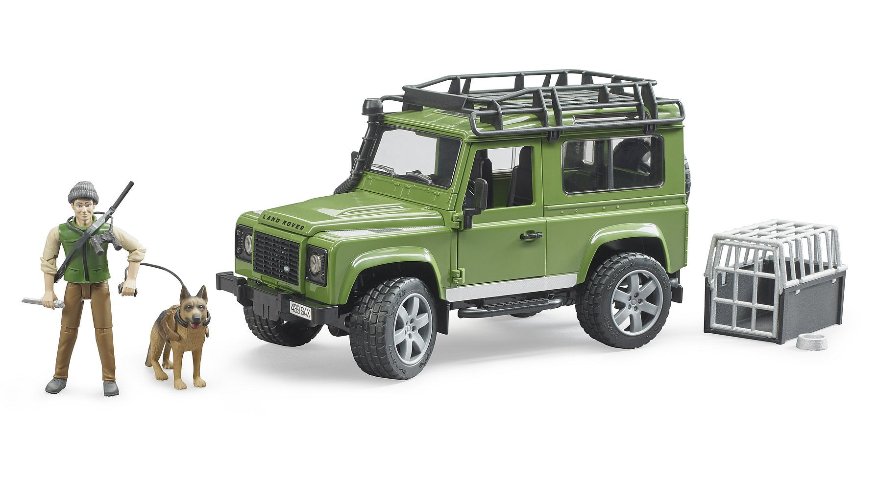 bruder bruder Land Rover Defender Station Wagon mit Ranger und Hund