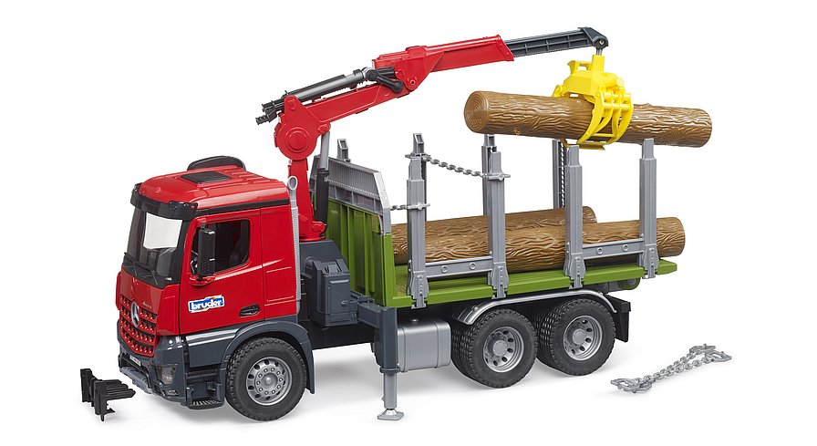 bruder bruder MB Arocs Timber Truck LKW mit Ladekran, Greifer und Stämmen