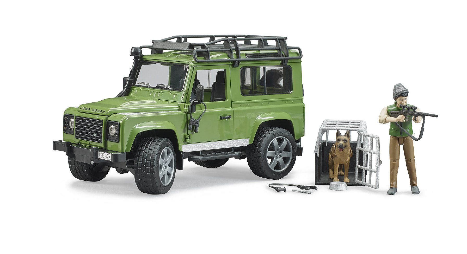 bruder bruder Land Rover Defender Station Wagon mit Ranger und Hund