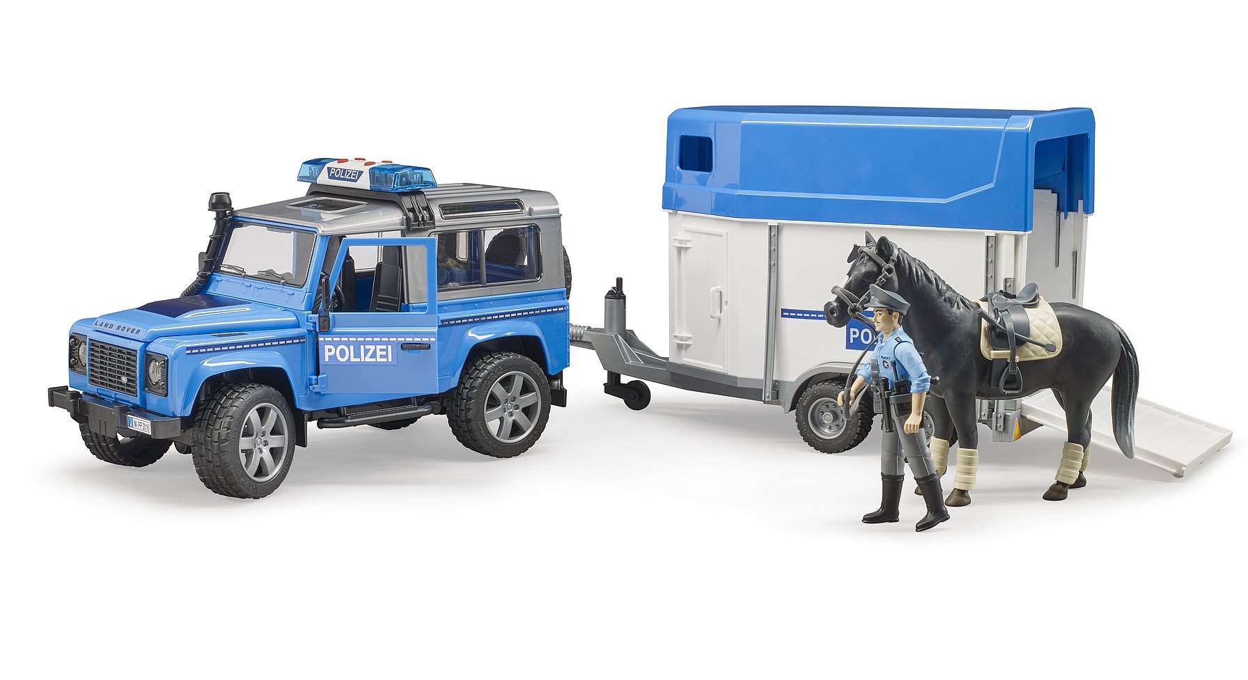 bruder bruder Polizei-Set Land Rover + Pferdeanhänger