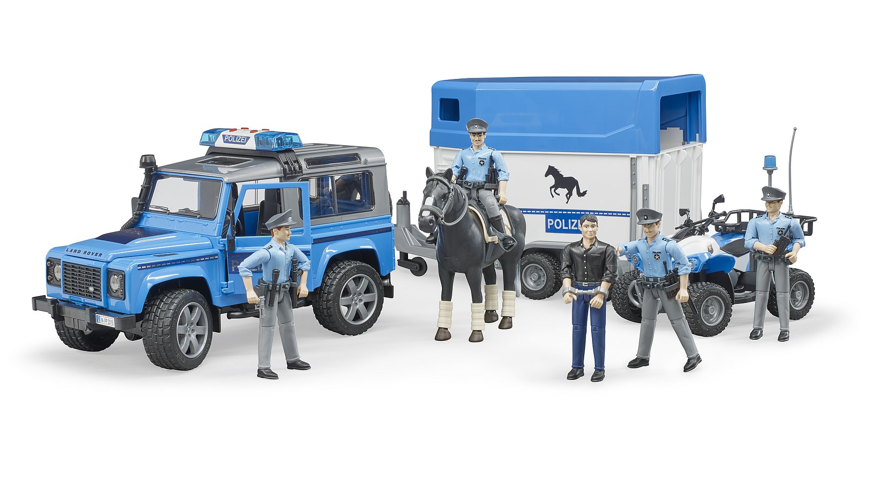 bruder bruder Polizei-Set Land Rover + Pferdeanhänger