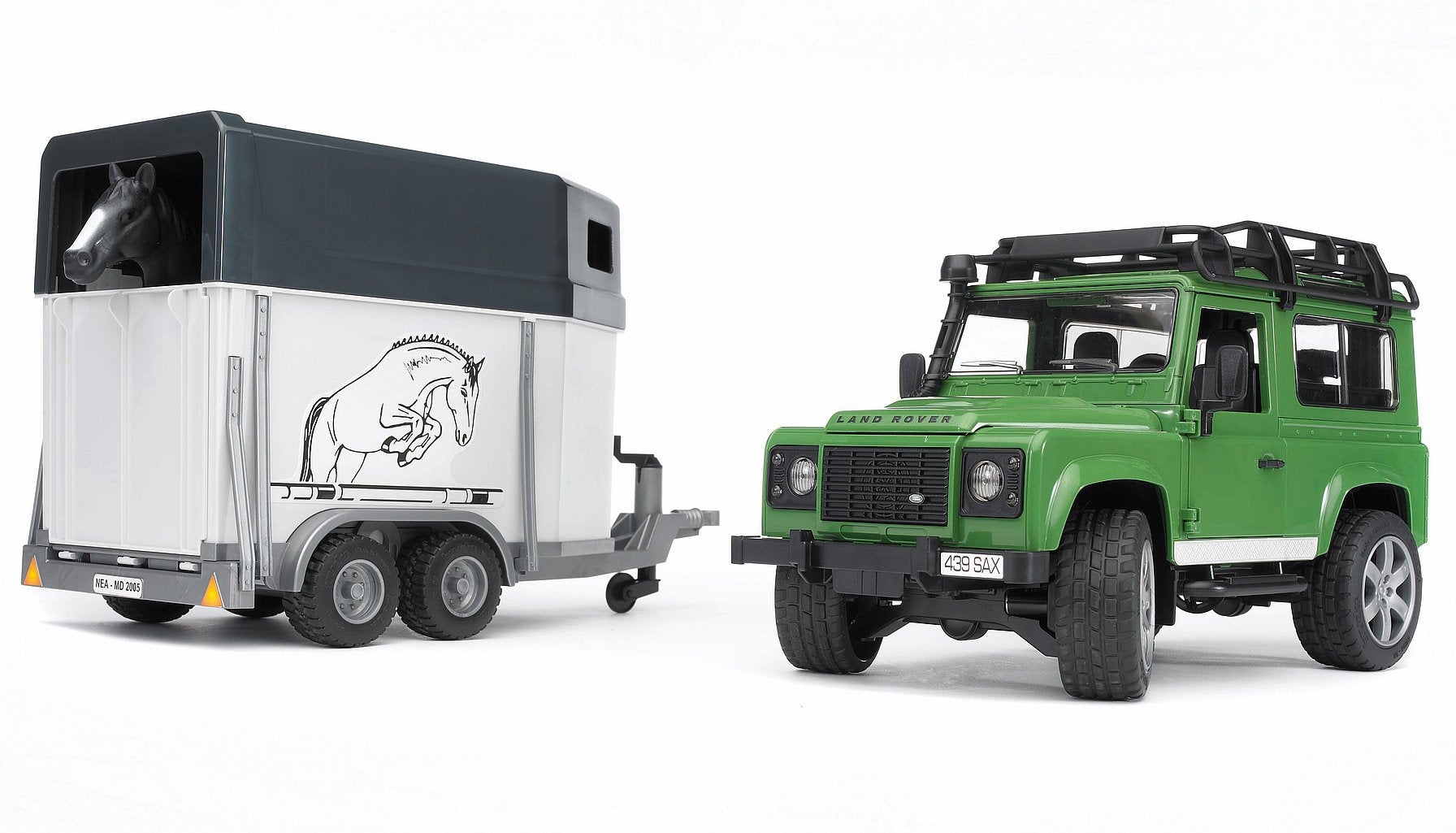 bruder bruder Land Rover Defender mit Pferdeanhänger