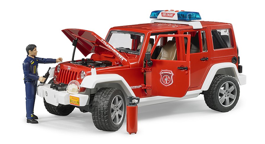 bruder bruder Jeep Wrangler Unlimited Rubicon Fire Brigade mit Spielfigur