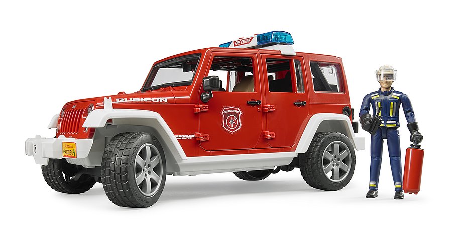 bruder bruder Jeep Wrangler Unlimited Rubicon Fire Brigade mit Spielfigur