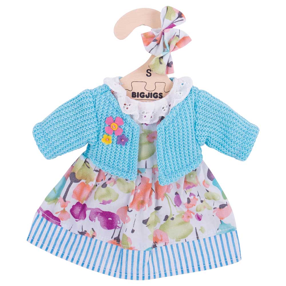 Bigjigs Toys Bigjigs Toys Puppenkleidung - Türkisfarbene Strickjacke und Kleid