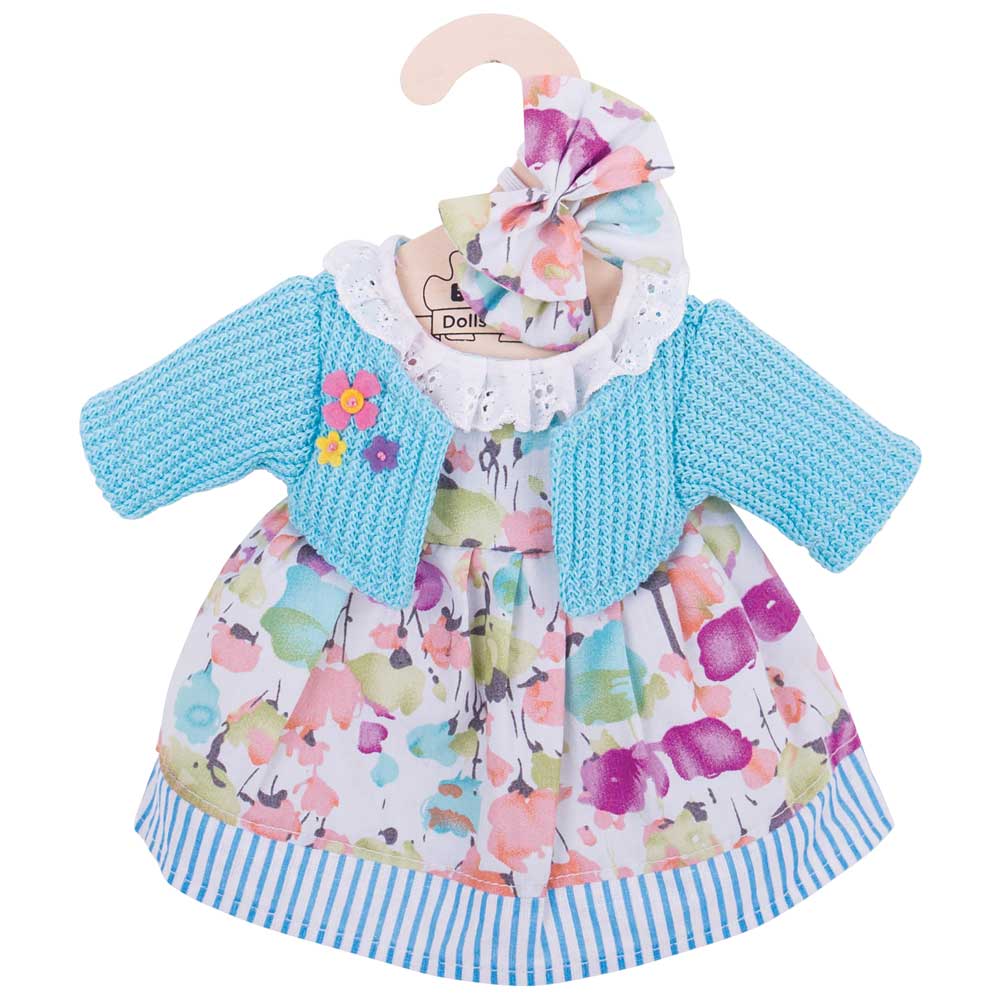 Bigjigs Toys Bigjigs Toys Puppenkleidung - Türkisfarbene Strickjacke und Kleid