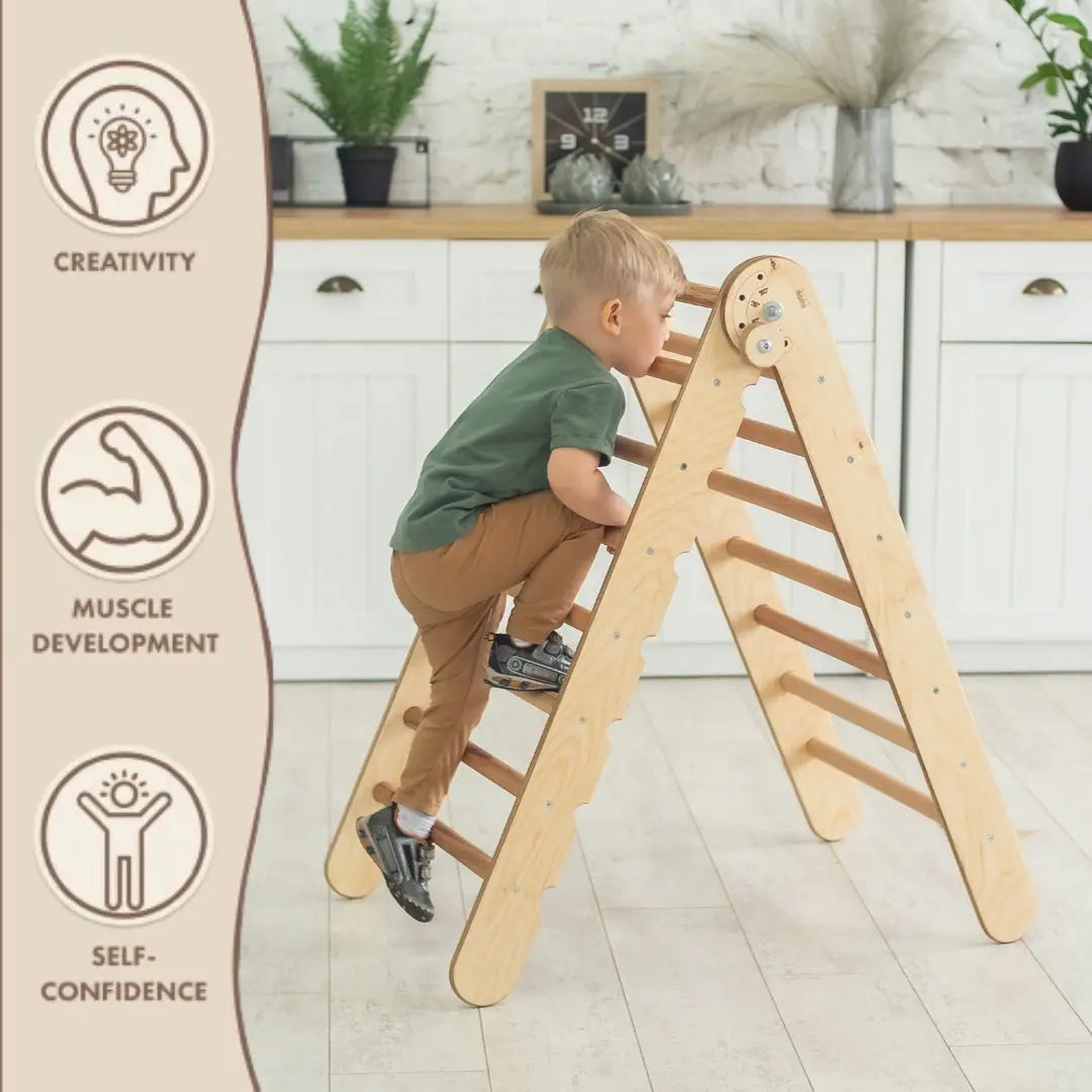 goodevas Das Zauberwald Kletterabenteuer-Set: Montessori-Dreieckleiter für Kinder von 1-7 Jahren