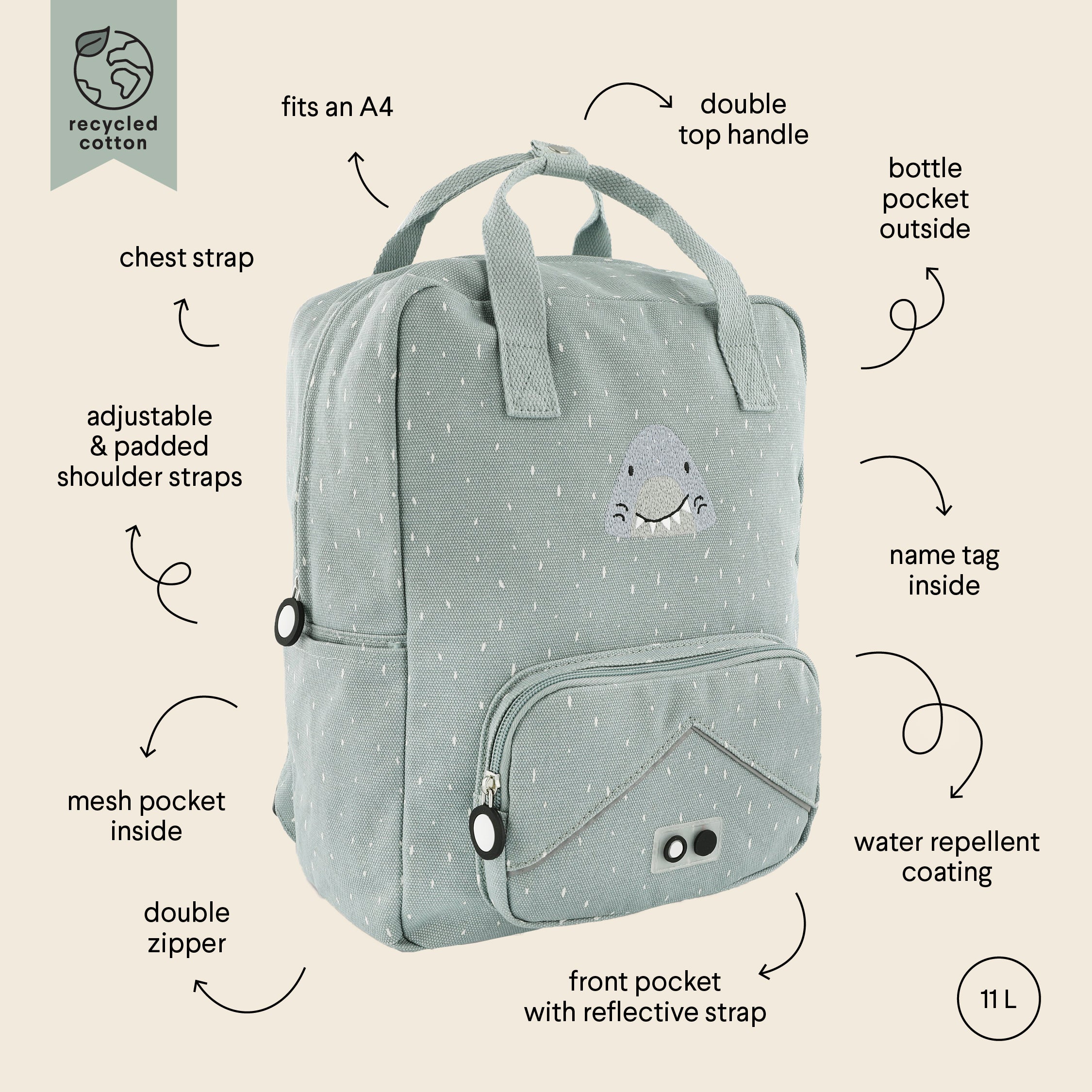 Trixie Trixie Großer Kinderrucksack - Assortierte Tierdesigns