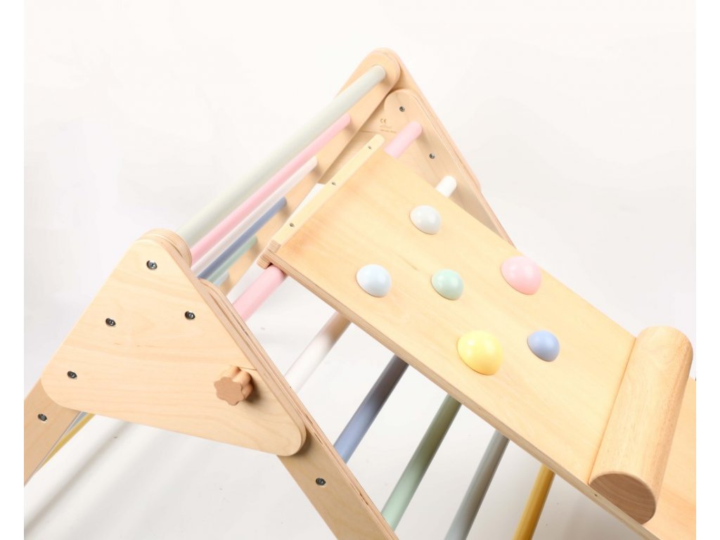 ELIS DESIGN eliNeli 2in1 Pikler-Dreieck + Montessori-Brett - Pastellfarben