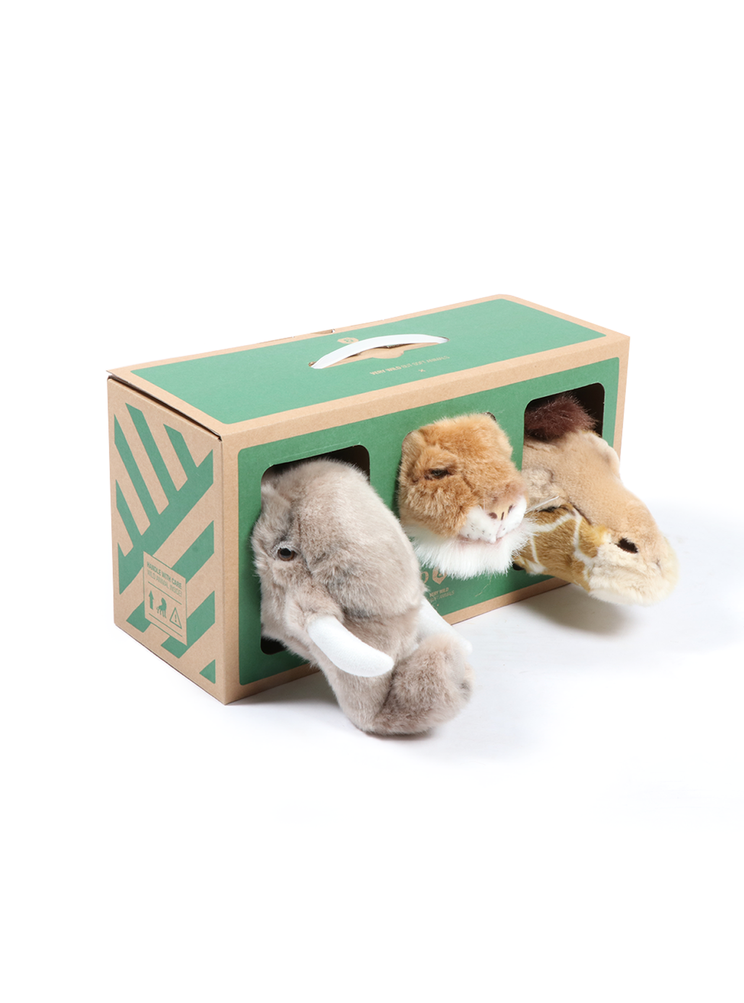 WILD&SOFT Verzaubernde Safari Box: 3 Mini-Köpfe für strahlende Kinderaugen! 🦁🐘🦒💖