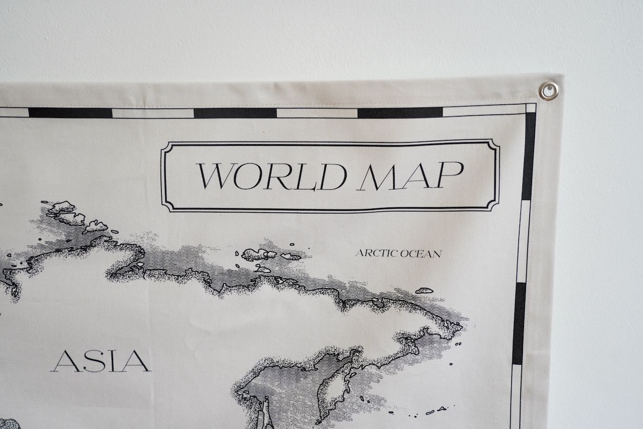 moimili Baumwoll-Weltkarte für Kinder „Reisende und ihre Wege