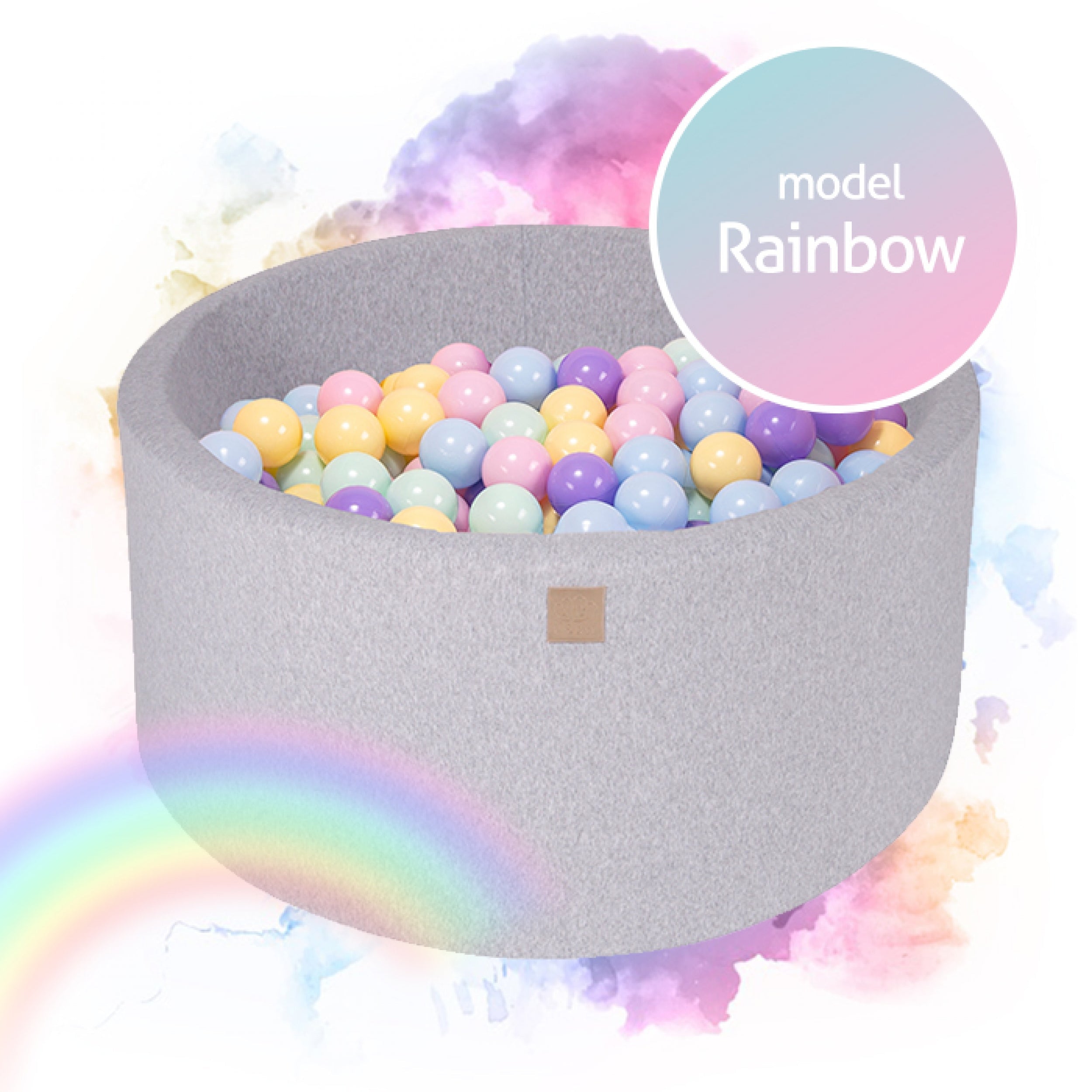 KiddoWorld Graue Bällebad mit 250 Bällen - Regenbogen-Set