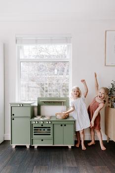 Midmini Kinderzimmermöbel Plyholz-Spielkühlschrank - Baby-Spielzeug zum Spielen und Entdecken